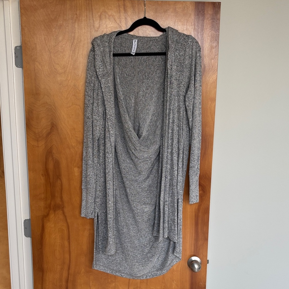 Gray Draped Long Sleeve Cardigan